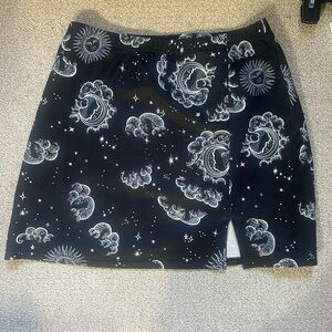ROMWE Black Skirt with Celestial Design
